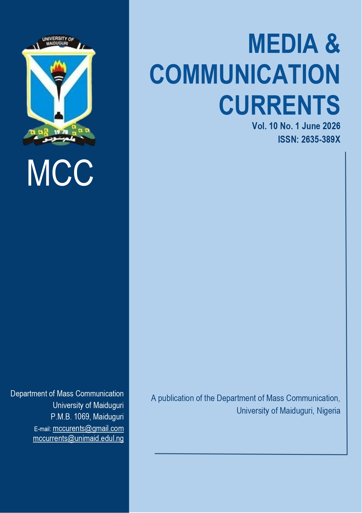 					View Vol. 10 No. 1 (2026): MEDIA &   COMMUNICATION  CURRENTS
				